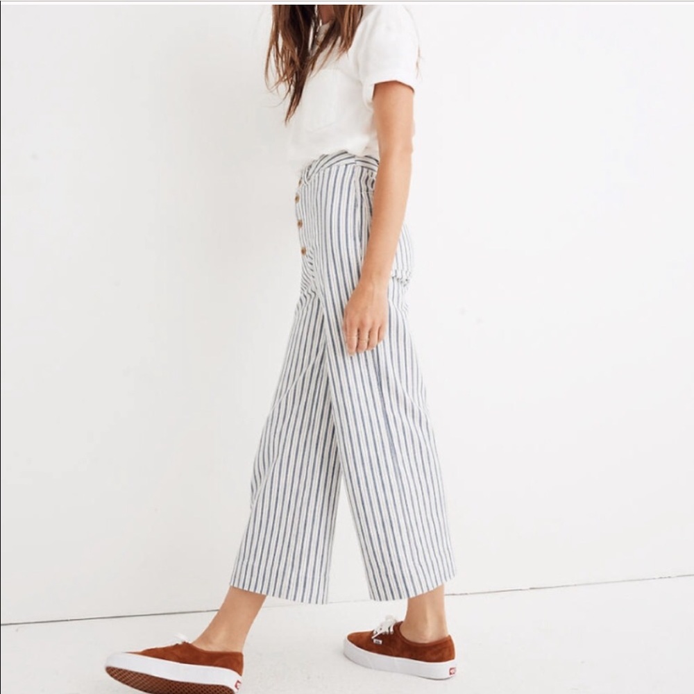 Emmett Wide-Leg Crop Pants Button Front